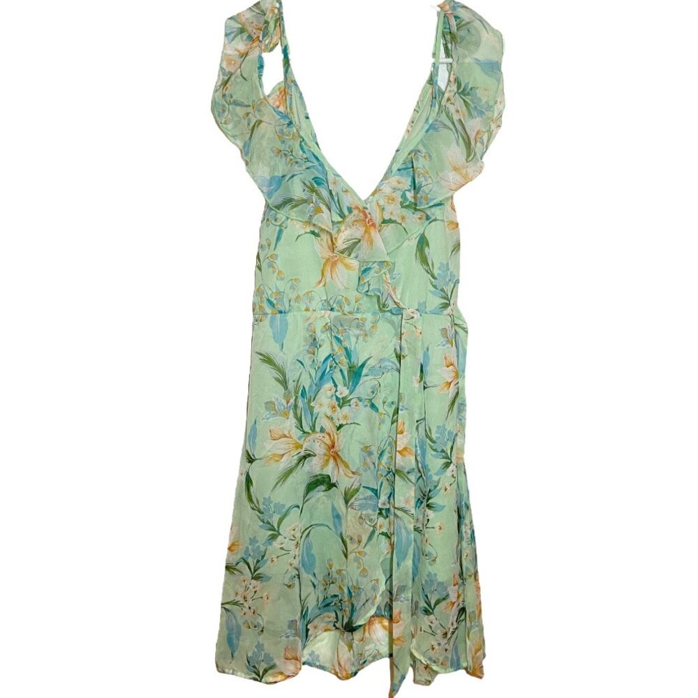 Band of Gypsies Vision Ventures Dress Seafoam Multi Cold Shoulder Floral Medium